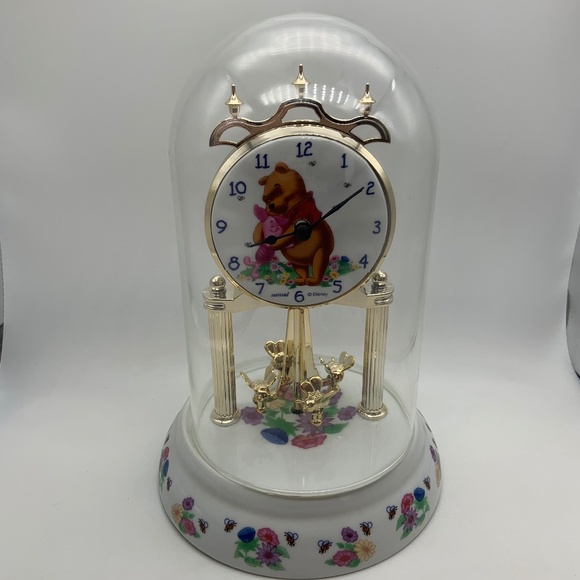 Disney Winnie the Pooh and Friends Piglet Porcelain Glass Dome Clock Working! - Picture 1 of 12